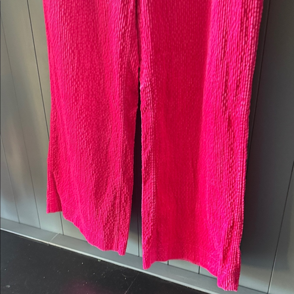 Anthropologie Bright Pink Corduroy Wide-Leg Pants - Picture 4 of 5